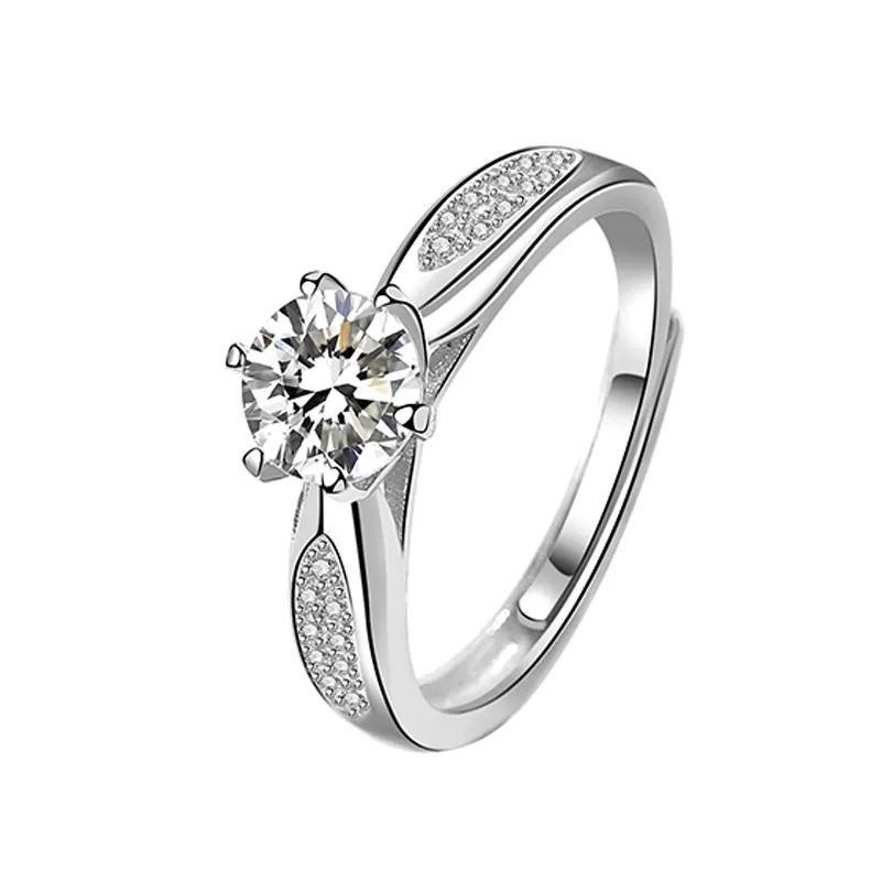 결혼 반지 조절 여성 보석 925 실버 Mirco 포장 지르콘 다이아몬드 약혼 반지