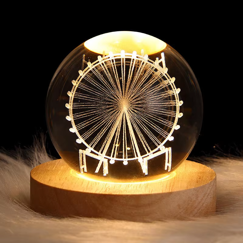 Wood Base+Wind Wheel design crystal
