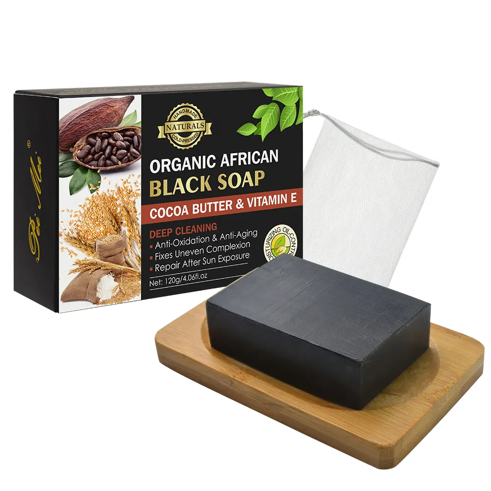 Skin Cleaning Organic Soap Natural Plant Extract Handmade Soap Gentle Exfoliation African Black Soap