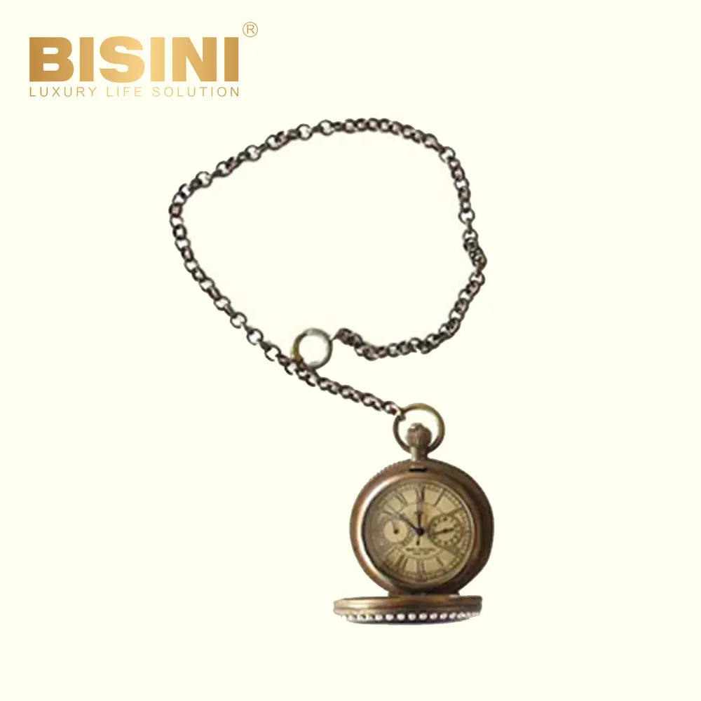 Bakır tek açık izle kullanışlı antika mekanik saat ile zincir ve bir kapak İnci kakma dekor Vintage cep saati