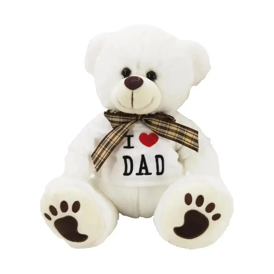 T 셔츠와 박제 봉제 장난감 테디 베어 나는 아빠의 날 동물 봉제 테디 베어 장난감을 사랑합니다
