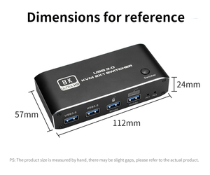 KVM切换器hdmi 2进1出8k电脑主机共享键盘鼠标显示支持无线鼠标键盘打印机 - Product Image 6