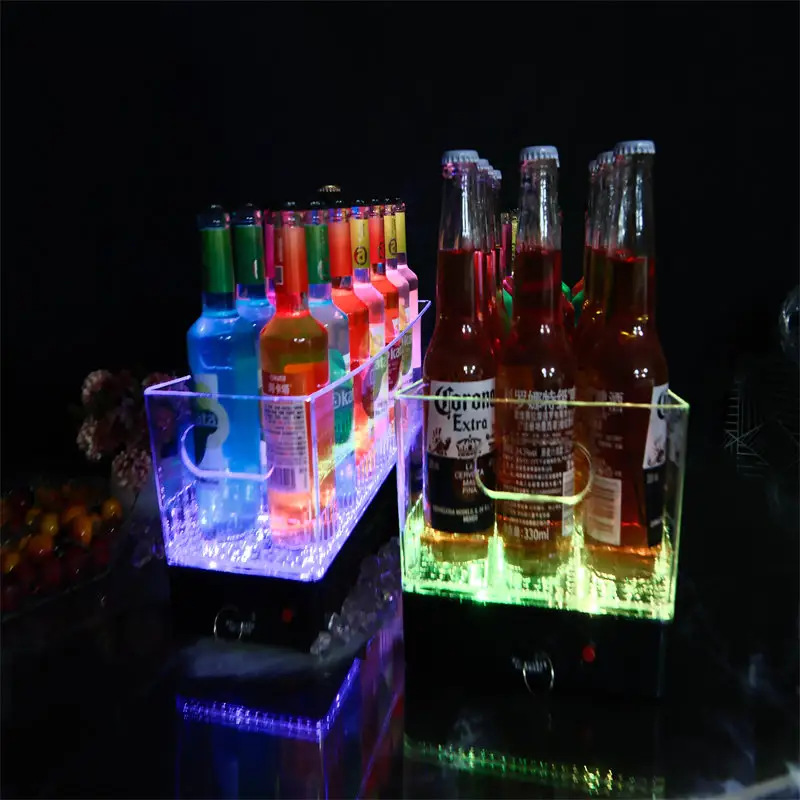 MX Barware fabbrica vendita led secchio di ghiaccio per 12 bottiglie di birra Budweis con struttura in metallo secchio di ghiaccio in metallo