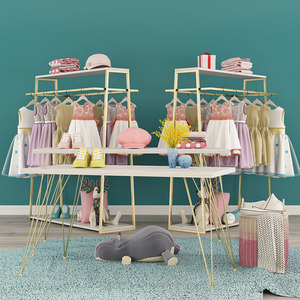 金色儿童服装架服装零售嵌套桌子衣服货架儿童服装展示架童装服装展示架