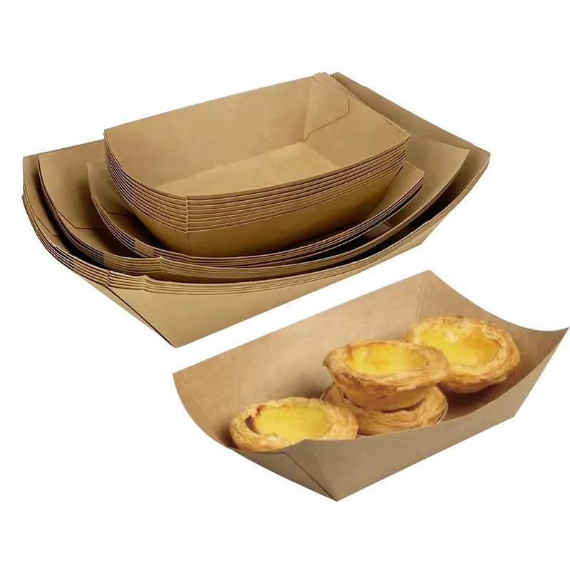 4oz 6oz 10oz 13oz 23oz 32oz Water Proof Ice Cream French Fries Chips Tray Disposable Fruit Kraft Craft Paper Food Boat Bowl box