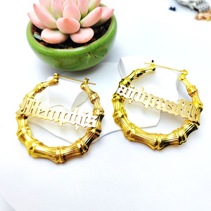 Thiết kế thời trang cá nhân tên nơi trang sức mạ vàng lớn tre Tên Bông tai - Product Image 3