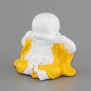 Decor Happy พระภิกษุสงฆ์รูปปั้นไม่พูดดูและฟัง Figurines สะสม (ไม่ฟังพระพุทธรูปสีเหลือง) - Product Image 5