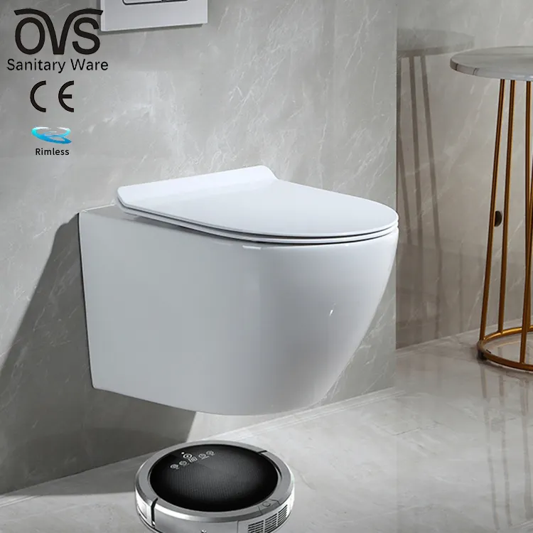OVS CE-armario de cerámica para ahorro de agua, inodoro de pared sin marco oculto, para Hotel, de lujo, Europa, Color blanco