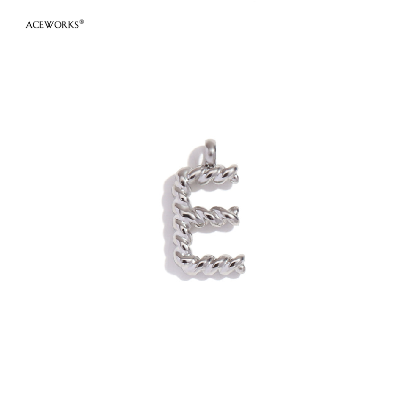 Mini Twisted Letter Pendant-Steel Color-E