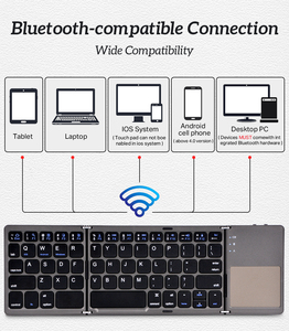 2020 New Dropship Ce Rohs Russian/Spanish/English B033 Mini Wireless Bt Folding <strong>Keyboard</strong> With Touchpad for Windows, Android, <strong>IOS</strong> - Product Image 3