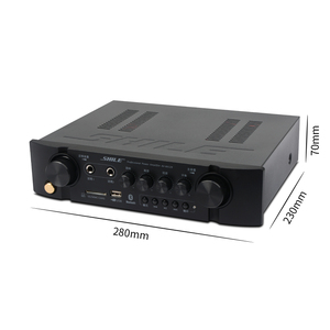 Amplificador de 2 canales de entrada, 45W, control separado de graves agudos, echo blue tooth