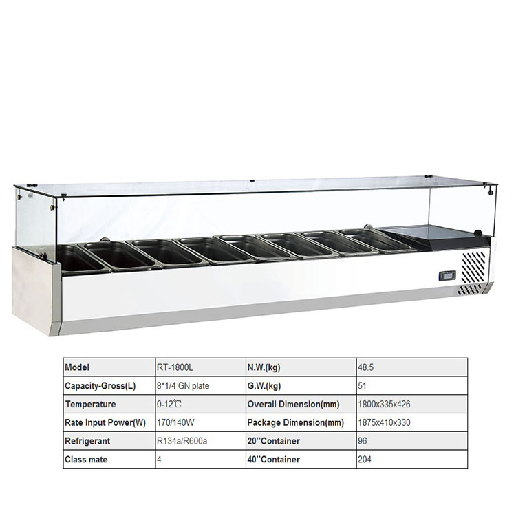 1800L supermarket desktop fruit salad refrigerated display cabinet fresh-keeping cabinet display cabinet