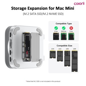 Colorii MC60แท่นวางสำหรับ Mac Mini M4, Type-C 10Gbps, เครื่องอ่านการ์ด312เมกะไบต์/วินาทีใช้ได้กับ NVMe SSD M.2 - Product Image 6