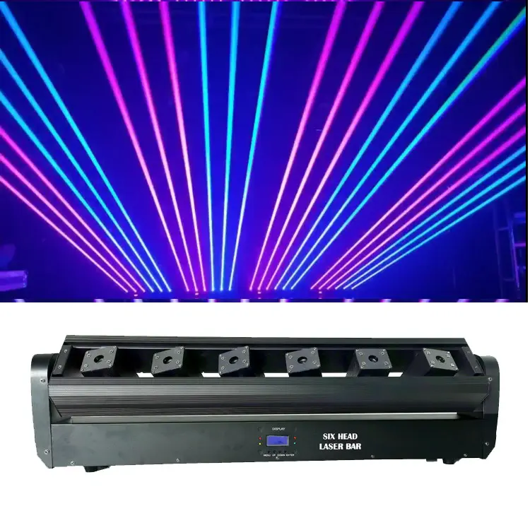 Venta caliente Comprar RGB Haz de luz láser móvil LED DMX RGB Dj Beam Bar 6 Ojos Night Club Stage Wedding Red Green Laser Light