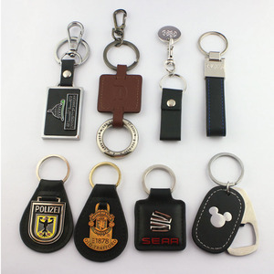 工厂钥匙扣皮革金属钥匙扣皮革和带标志的金属定制钥匙扣 - Product Image 3