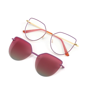 2023 Stylish Unisexแว่นตากันแดดCat-EyeชุดกระจกTwo-In-Oneโพลาไรซ์กรอบโลหะแม่เหล็กสายตาสั้นการใช้งาน - Product Image 2