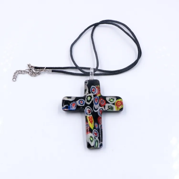 Pingente de vidro de crucifixo cristão, design moderno, em forma de cruz, lâmpada, pingente de vidro