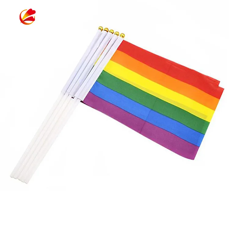 Regenbogen Flagge kleine Mini DIY Flaggen auf Stick Party Dekorationen für Paraden Grand Opening Kinder Geburtstags feier Events Feier