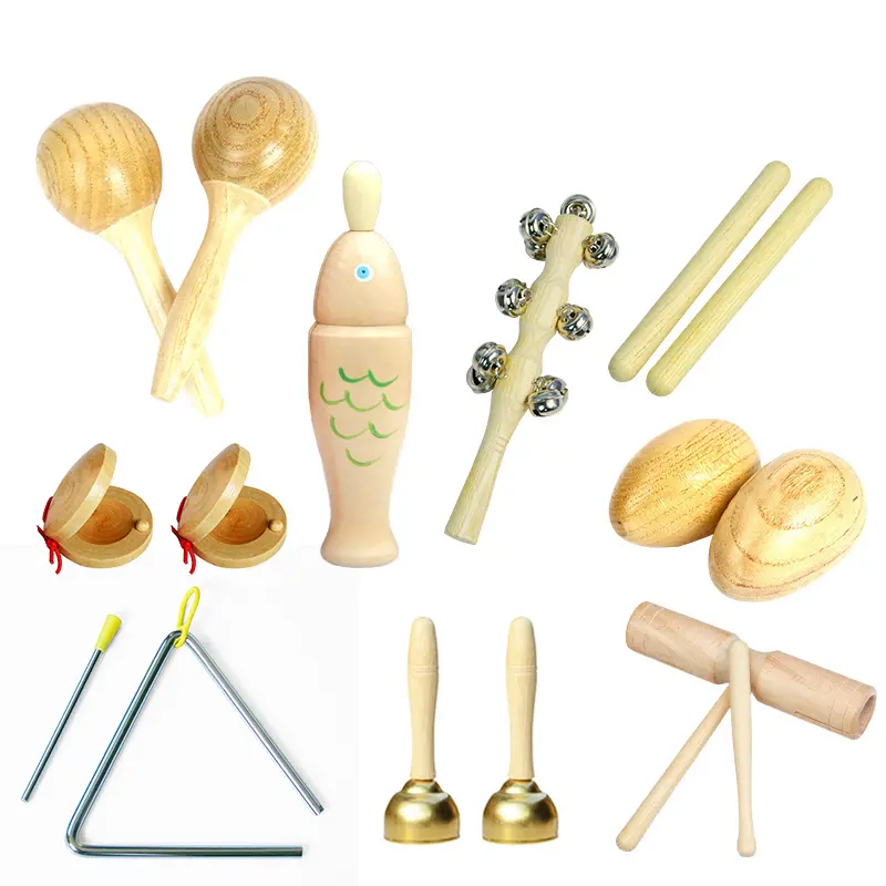 2023 Hot Musical Percussão Instrumentos Brinquedos Natural Eco-Friendly De Madeira Music Set Preschool Brinquedos Educativos Para Meninos e Meninas