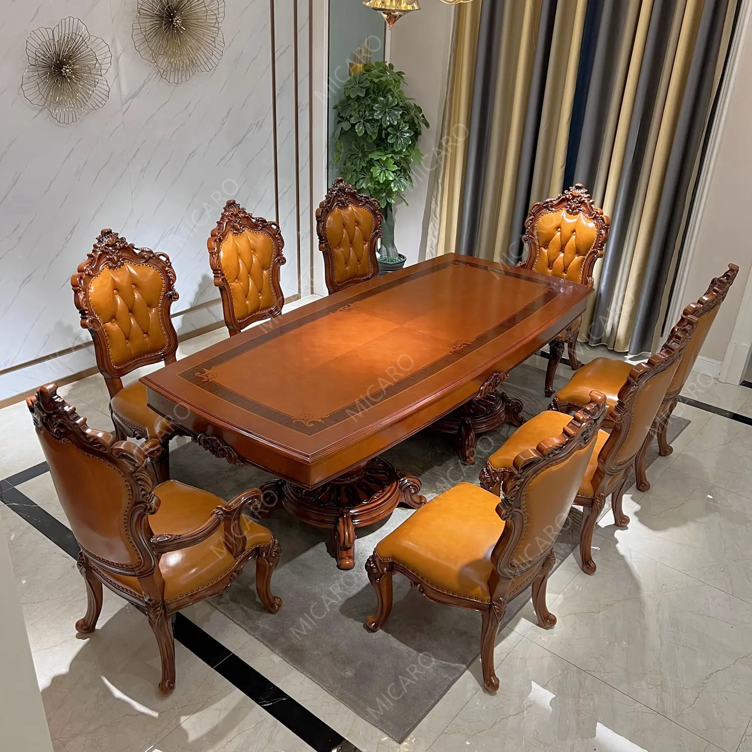 Francese in legno massello di lusso sedia da tavolo set per sala da pranzo