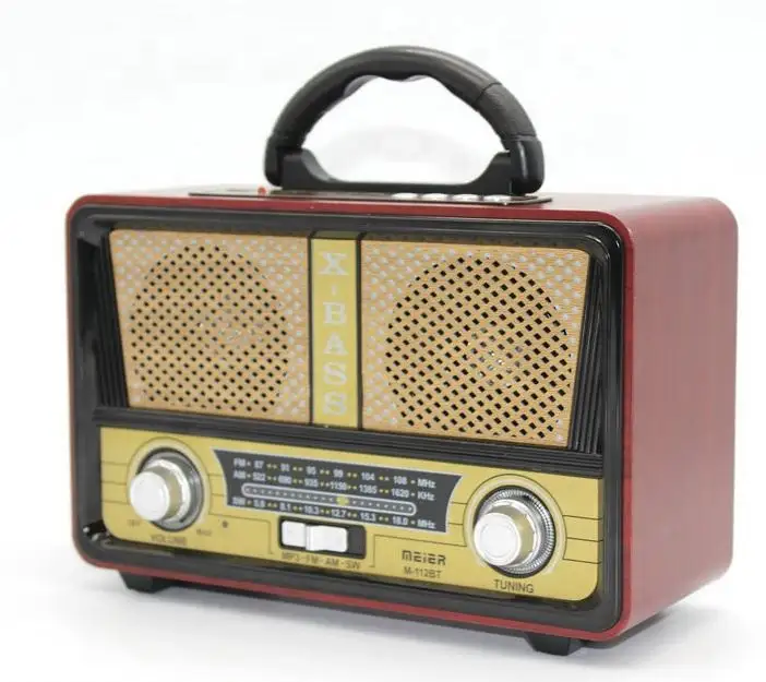 Meier m112bt 2023 rádio multibandas portátil, receptor mundial vintage e bateria seca dc