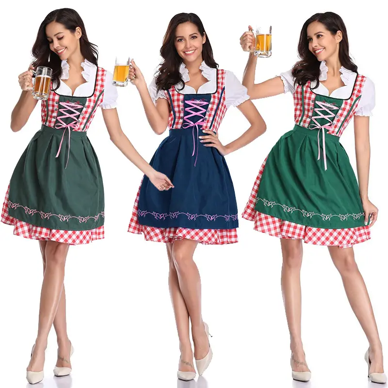 Alemania Oktoberfest disfraz juego de rol sirvienta cerveza camarero trabajo vestido Kilt chica traje camarera Bar uniformes vestido