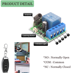 DC 12V 433 Mhz 1-Kanal-Fernbedienung Funk-HF-Empfänger Lerncode-Steuer empfänger Fernbedienung 433 MHz - Product Image 4