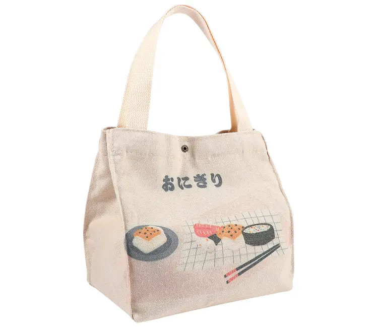 고품질 일본식 도시락 점심 운반 가방 열 점심 토트 핸드백 캔버스 쇼핑 가방