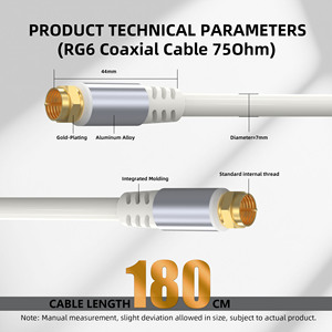 Fabrika fiyat RG6 koaksiyel kablo ile f-tipi konnektörler Set yüksek hızlı Internet dijital TV anteni uydu kablosu uzatma tel - Product Image 2