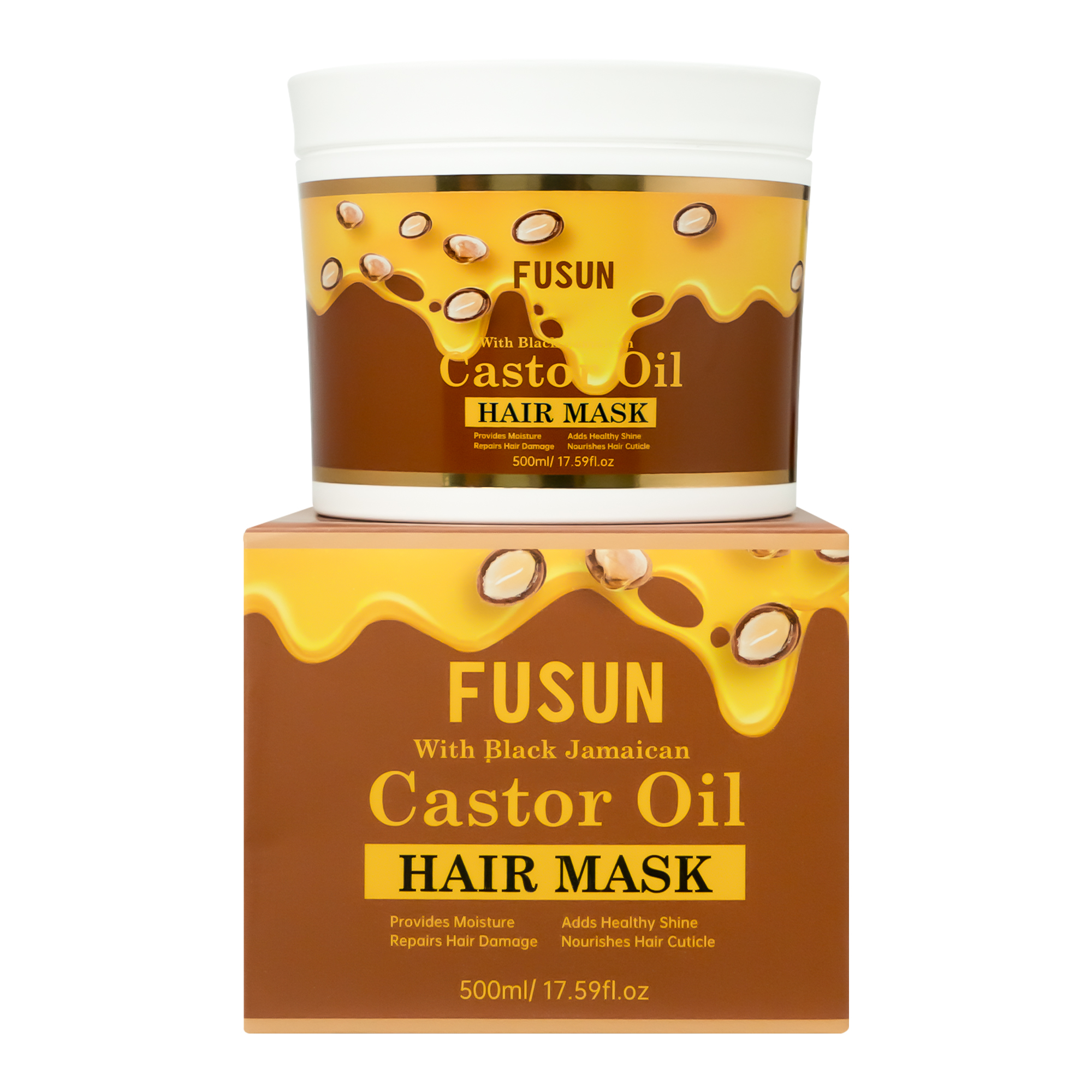 Maschera per Capelli FUSUN all'Olio di Ricino Color-Lock & Curl 500ml