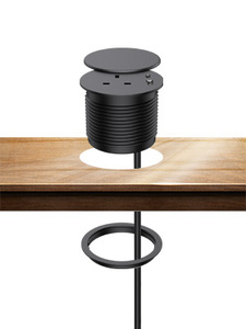 80mm Smart UK Round Grommet Office Desk <strong>Power</strong> <strong>Outlet</strong> with USB A+USB-C Charging Port Top with <strong>Rotation</strong> Cover - Product Image 2