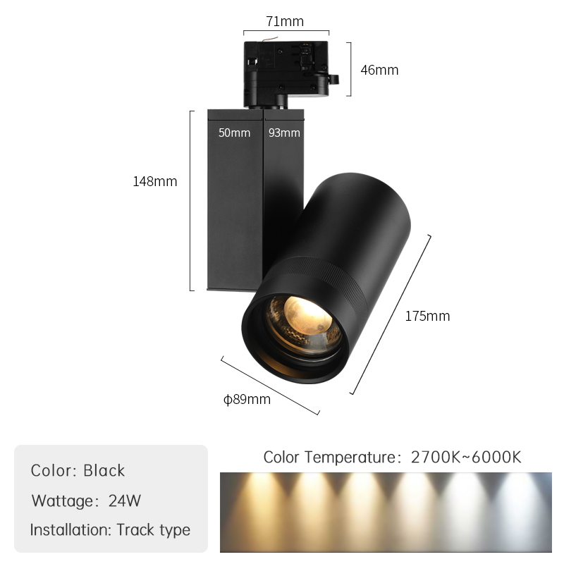Noir - 24V Double Température de Couleur Trac