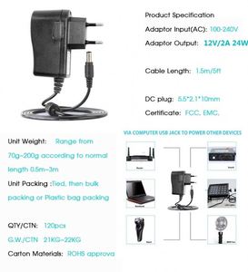 Eu 2pin 12 V 2A adatta Dc 24W 2000Ma adattatore trasformatore ingresso 100-240V uscita 12 Volt 2 Amp adattatore di alimentazione - Product Image 4