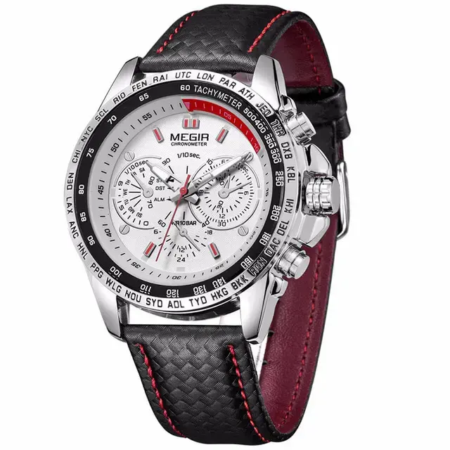 MEGIR1010メンズラグジュアリークォーツ腕時計ビジネス防水スポーツRelojファッションクロノグラフ男性用時計時計