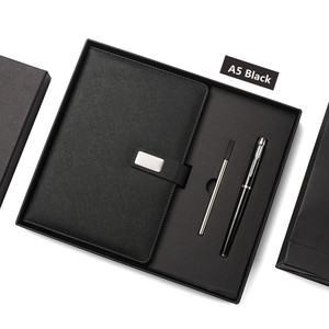 Cuaderno de negocios de nuevo diseño 2024, cuaderno de cuero PU con logotipo personalizado de alto grado con bolígrafo en caja para regalo - Product Image 2