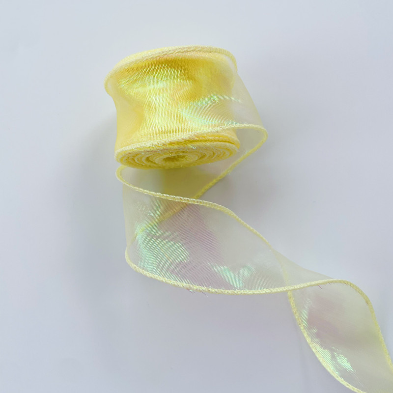 Tulle a coda di pesce iridescente-4 cm-giallo limone-9 metri