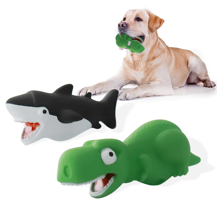 Vente Flash fournitures pour animaux de compagnie en gros cadeaux promotionnels pour animaux de compagnie Adorable dinosaure en vinyle et requin chien couineur jouet à mâcher