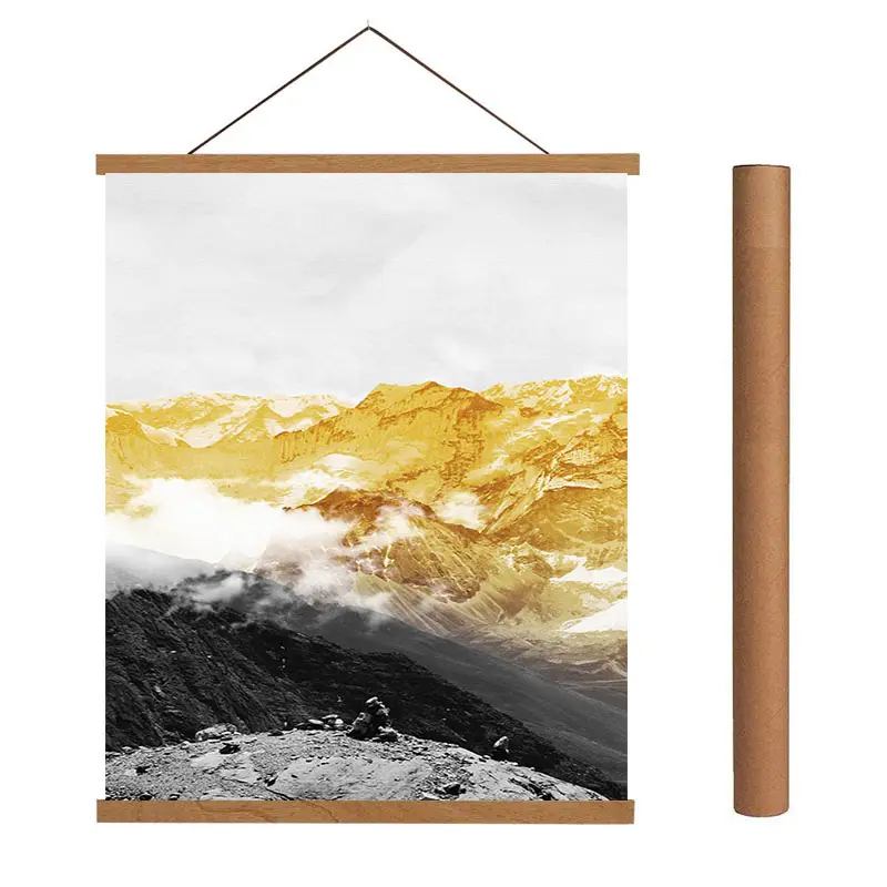 Großhandel Teak Massivholz A4 Magnet Poster Kleiderbügel Leinwand Kunstwerk Druck Bilderrahmen Holz Wand dekoration