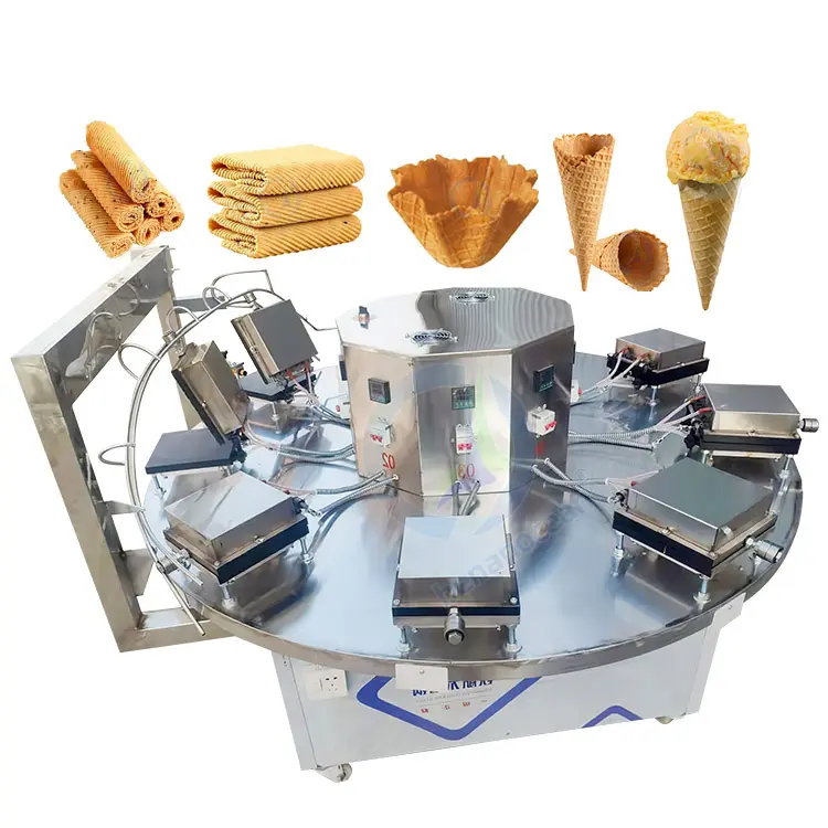 Automático Rolou Açúcar Máquina do Cozimento Cone/Cone de Gelado Que Faz A Máquina/Linha de Produção de Pizza Cone de Waffle