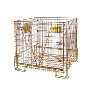 Transporte Metal Storage Forklift Basket Cage Racks Weld Container Empilhável Steel Crate <span class=keywords><strong>Wire</strong></span> Basket Pallet Cage para Euro