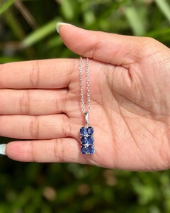 Mặt dây chuyền quyến rũ ma trận Sapphire đậm cấu trúc lưới thiết kế kynite kim cương lấp lánh điểm nhấn cổ điển hiện đại cạnh 92.5 Sterling - Product Image 1