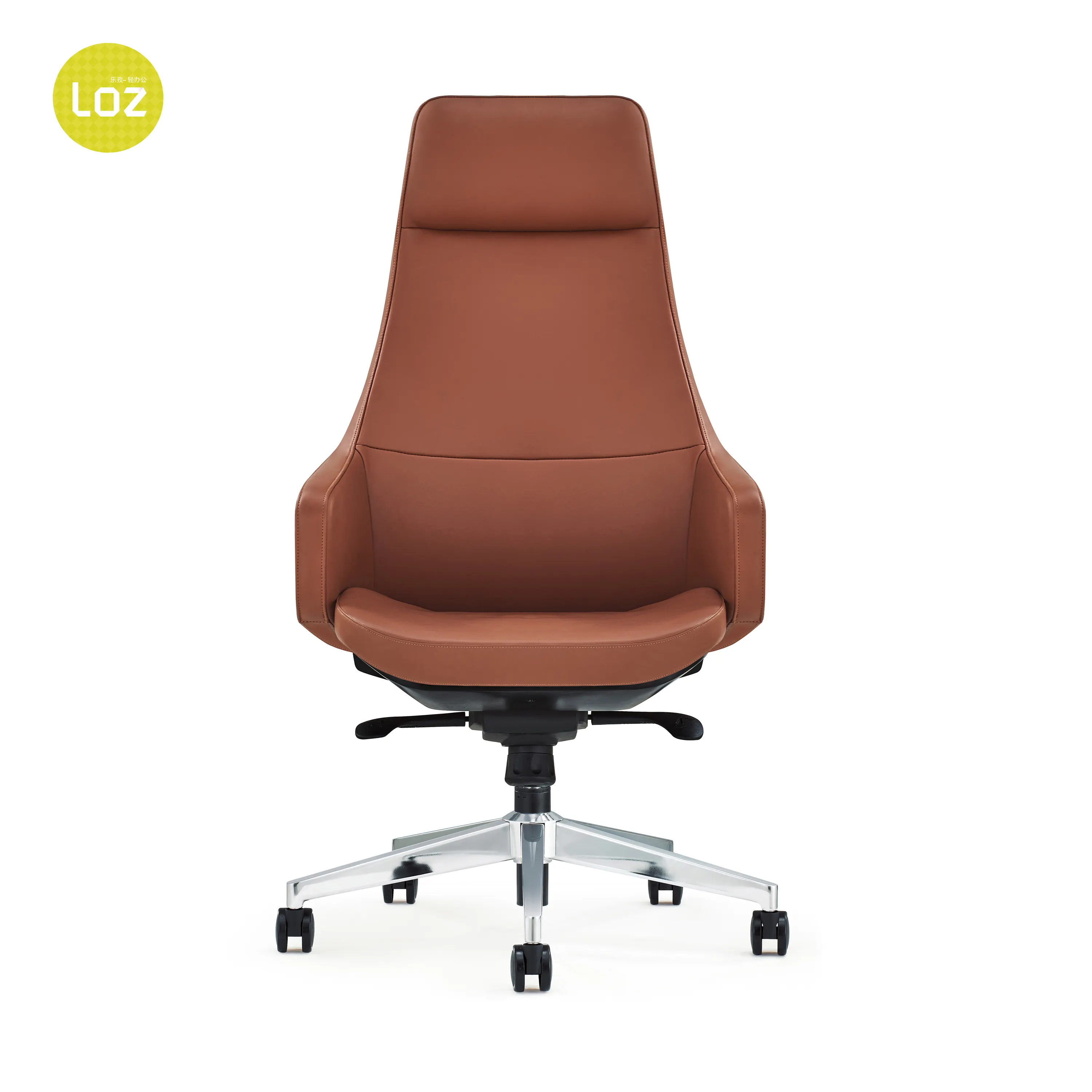 Morden design office home furniture tech leather aluminum wheel high back office ergonomic chair with headrest