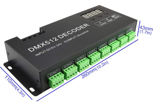 DC5V-24V PWMコントローラー信号ドライブ24チャンネルDMX512RGBLEDコントローラーデコーダーRGBLEDストリップモジュールライト用 - Product Image 3