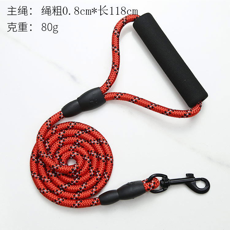 Corde ronde rouge avec sangle de traction pour main courante.