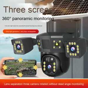 กล้อง4เลนส์3หน้าจอ3MP 6K เครือข่ายรักษาความปลอดภัยกลางแจ้ง360PTZ IP กล้องวงจรปิดไร้สาย Wi-Fi ระบบพลังงานแสงอาทิตย์4G มองเห็นในเวลากลางคืนซิม - Product Image 4
