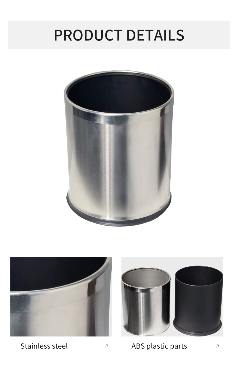 10L lidless Bathroom Household kitchen Cleaning Tools  Stainless Steel Foot Pedal Trash Can Waste