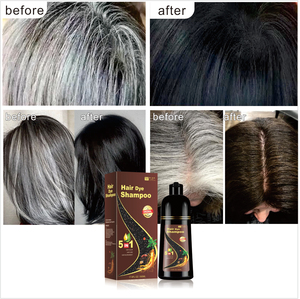 500ml 5 in 1 Ginseng siyah şampuan krem organik bitkisel saç boyası renk kadınlar olmayan derisi hızlı hızlı etkili kalıcı Oem - Product Image 6