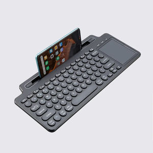 Teclado BT inalámbrico de 2,4G con teclado numérico con ranura para tarjeta de ratón táctil digital, adecuado para Android IOS Desktop Laptop TV Box