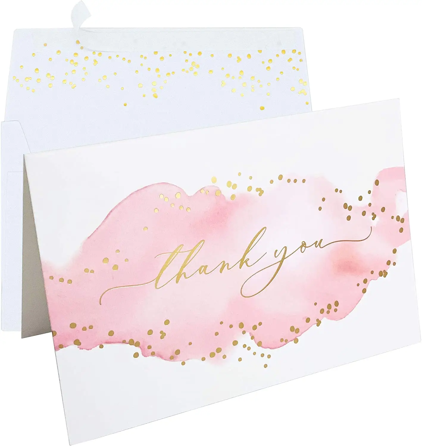 Cartões de convite de casamento, folha de ouro de luxo, rosa, agradecimento, branco, envelopes, chá de bebê, cartões, convite