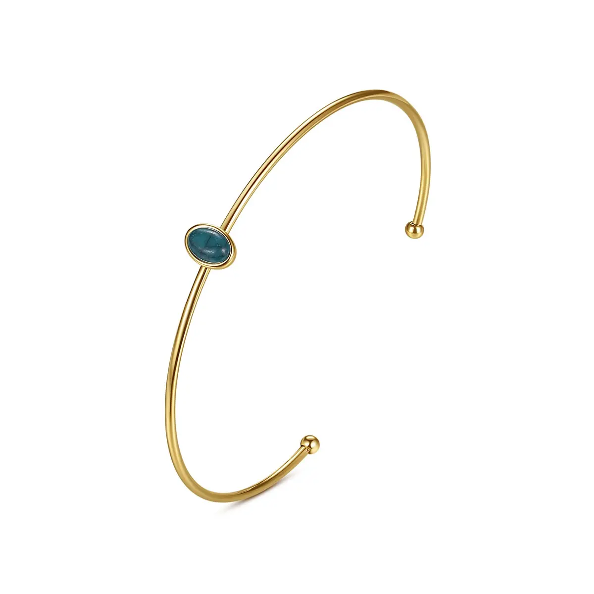 Pulseiras banhadas a ouro 14k, estilo da moda, pulseiras turquesa, fina, de aço inoxidável para mulheres